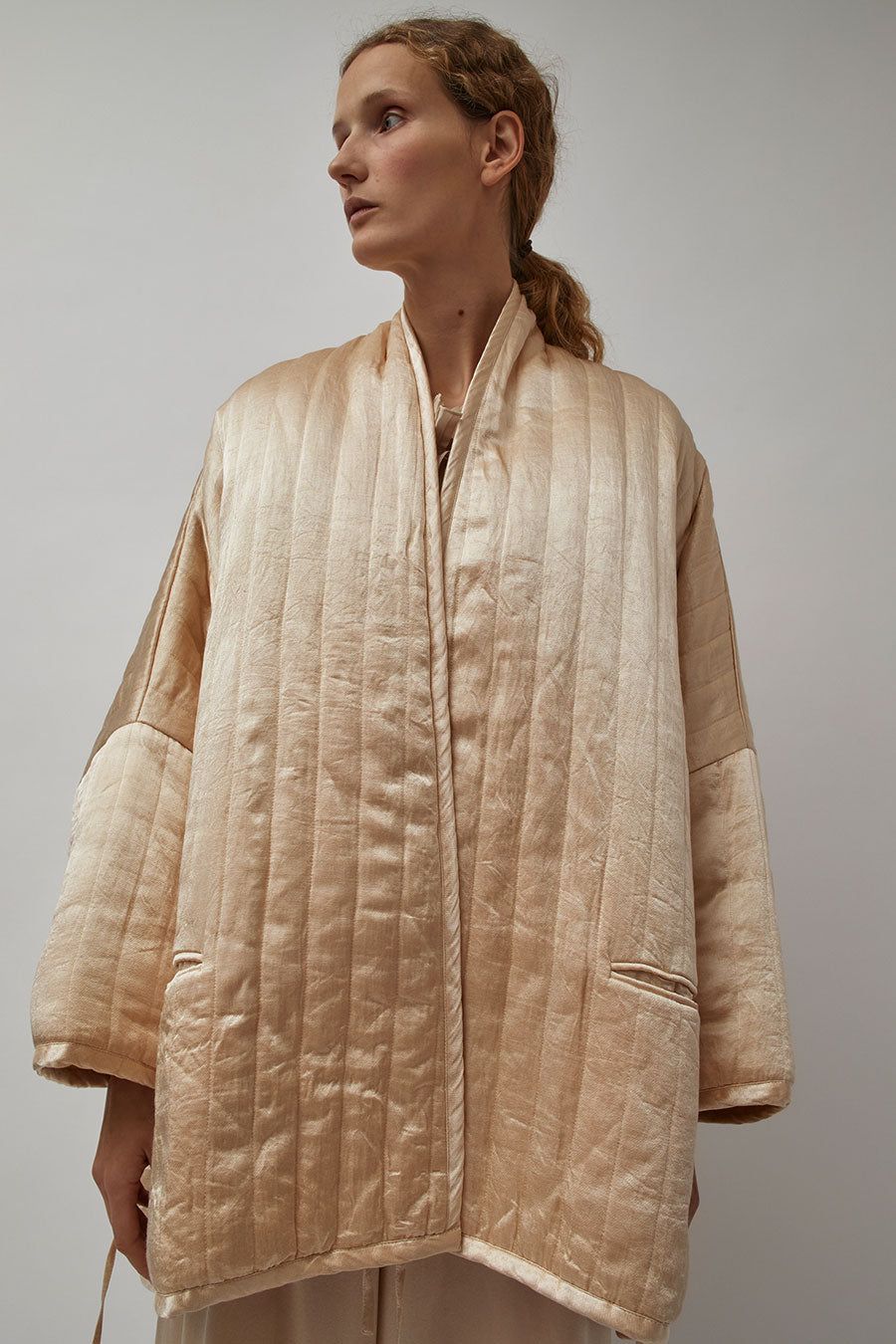 Anaak Raj Quilted Satin Kimono in Creme sold by No. 6