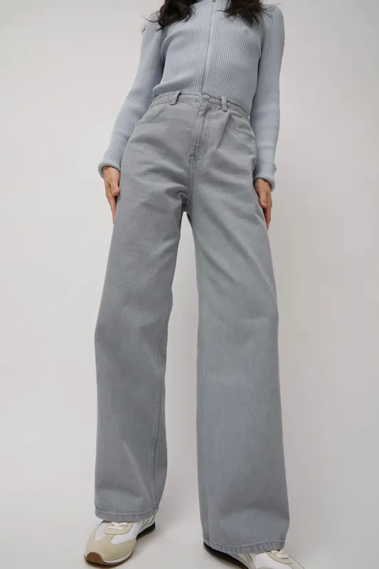 Amomento Semi Wide Boots Cut in Light Grey sold by No. 6