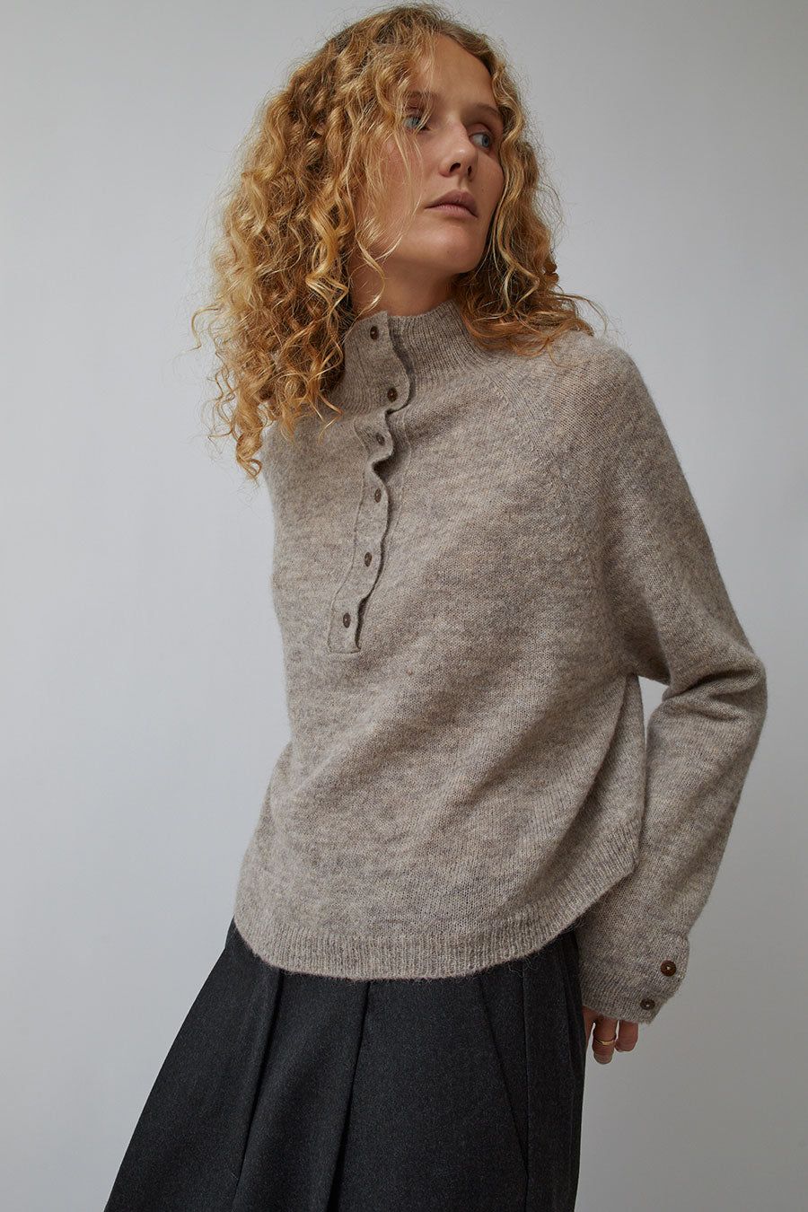 CORDERA Baby Alpaca Polo Sweater in Taupe sold by No. 6 product image thumbnail 3