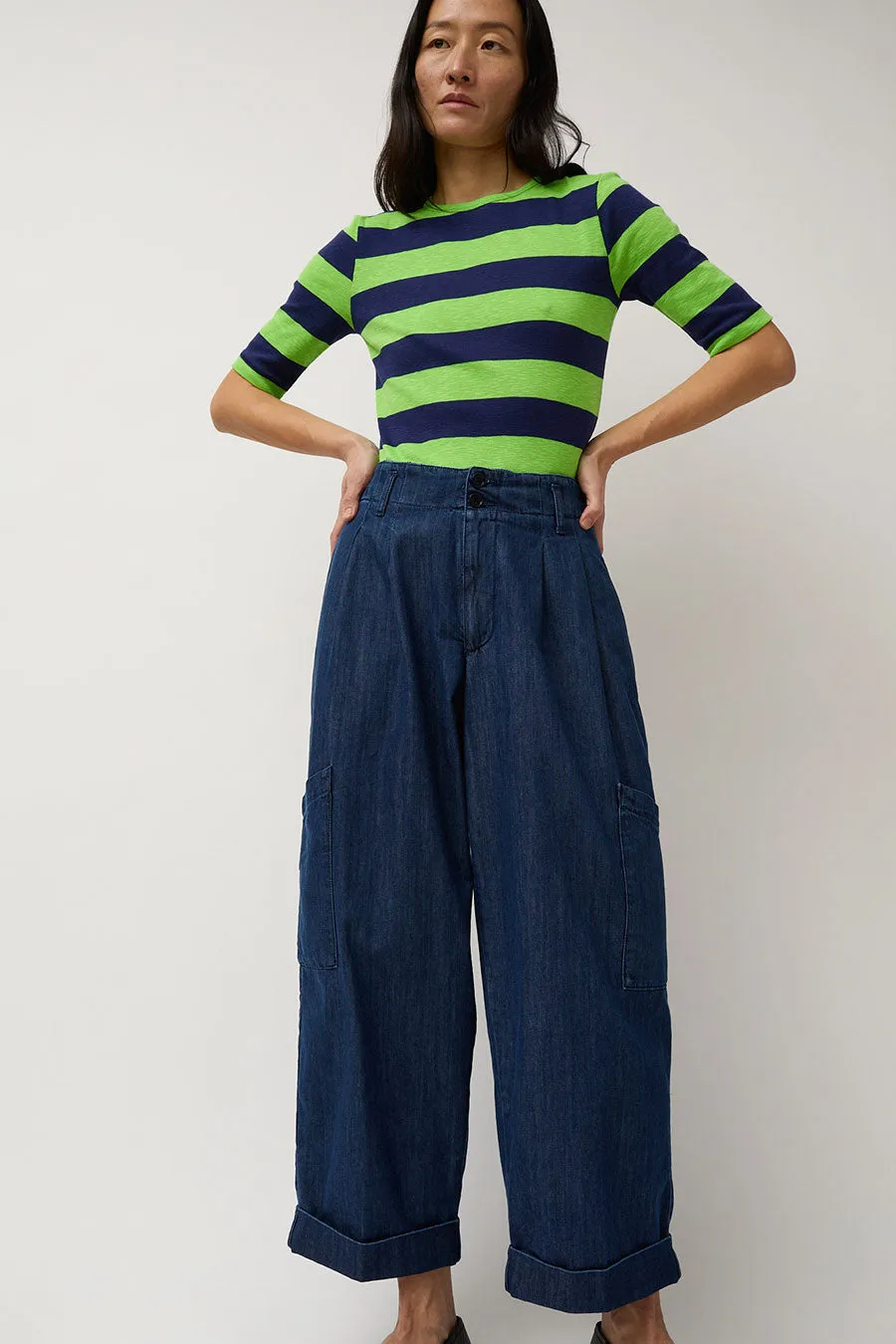 YMC Grease Trouser in Washed Indigo sold by No. 6