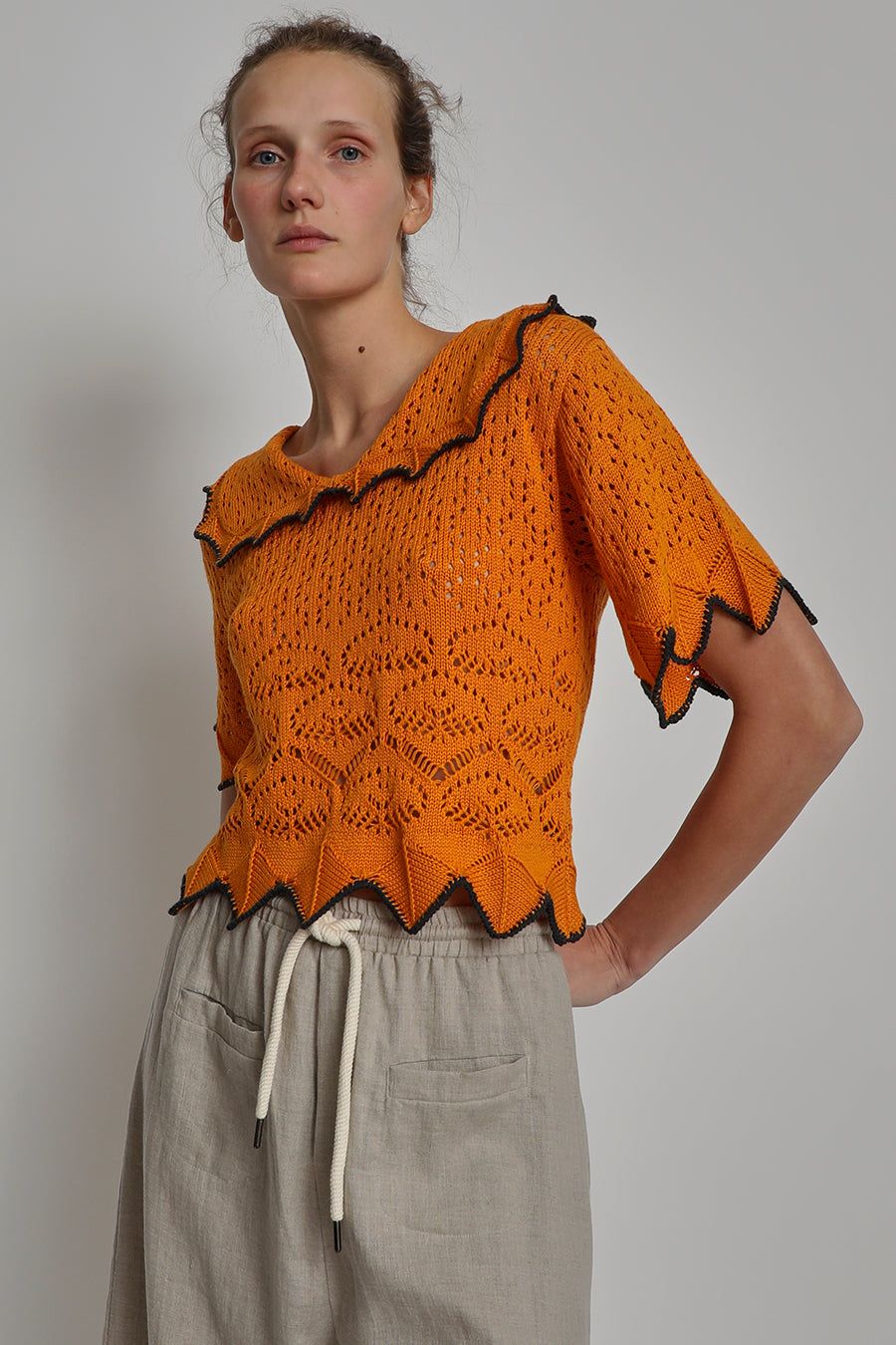 Atelier Delphine Ellery Shirt in Orange and Navy sold by No. 6