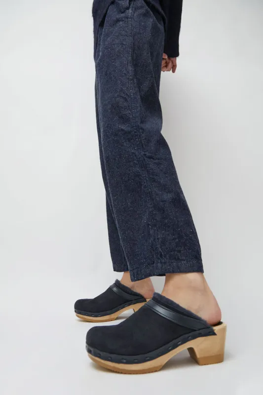 No.6 Dakota Shearling Clog on Mid Heel in Navy and Night sold by No. 6