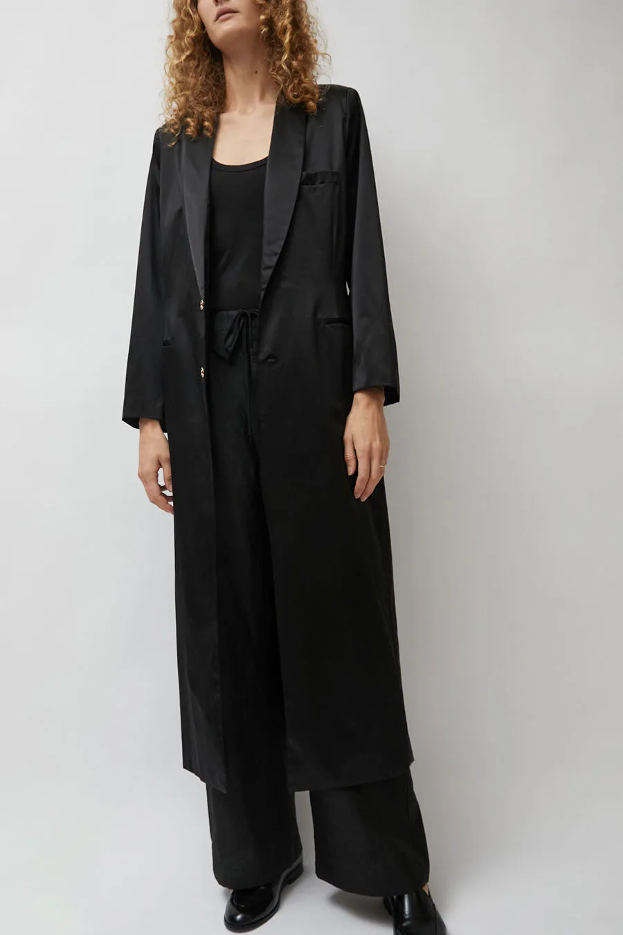 Silk Laundry Weatherproof Long Blazer in Black sold by No. 6