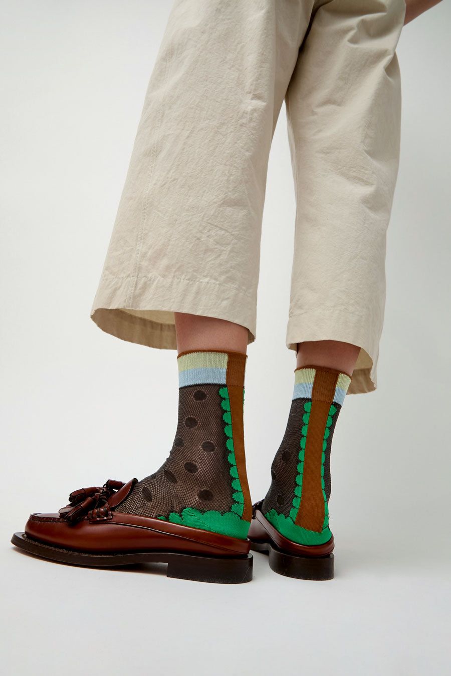 Exquisite J Sheer Dot Print Socks in Black sold by No. 6