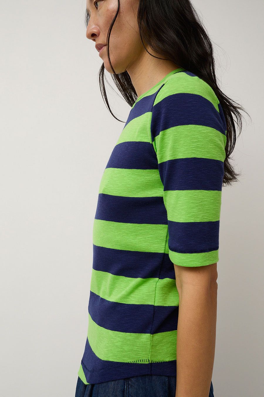 YMC Charlotte Short Sleeve Top in Blue and Green sold by No. 6 product image thumbnail 4