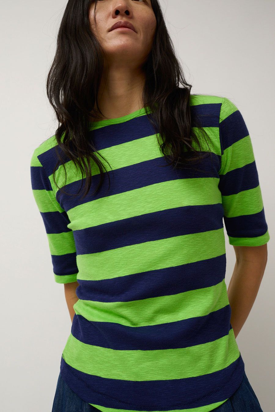 YMC Charlotte Short Sleeve Top in Blue and Green sold by No. 6 product image thumbnail 2