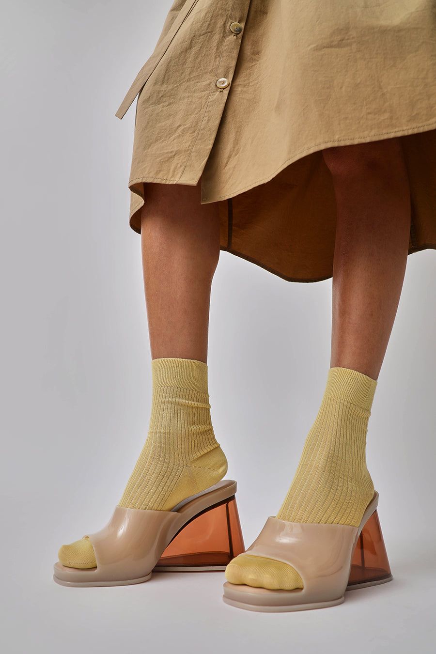 Maria La Rosa Silk Ribbed Ankle Socks in Paglia sold by No. 6 product image thumbnail 3