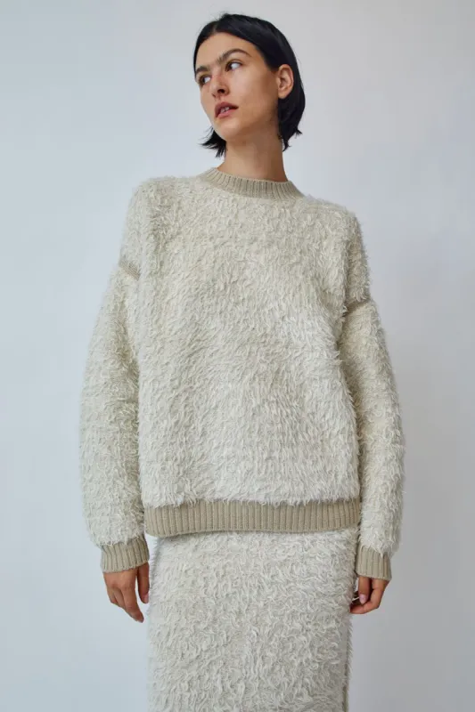 Lauren Manoogian Sherpa Crewneck in Raw White and Antique made by No. 6