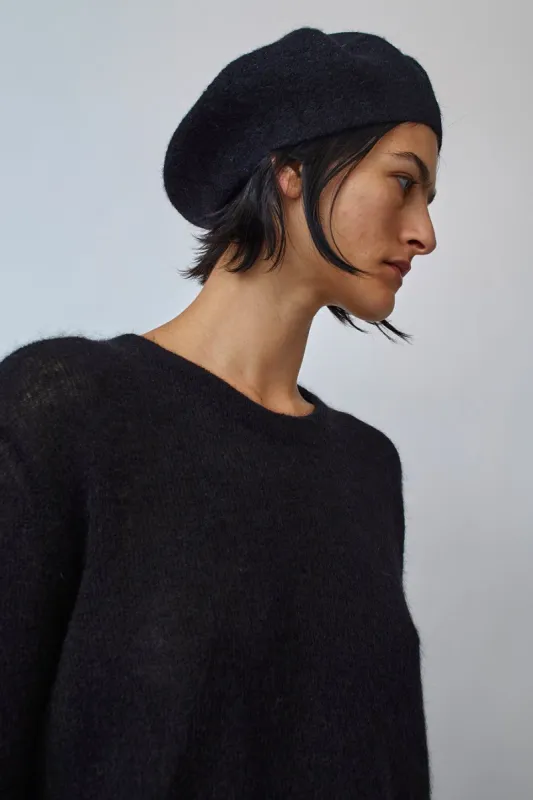 Lauren Manoogian Horizontal Beret in Black Melange made by No. 6