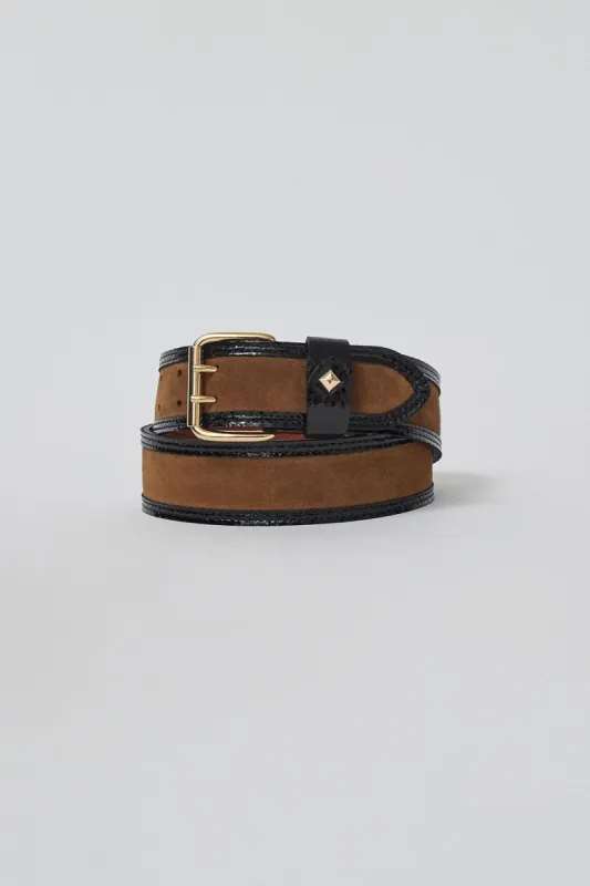 Herbert Frere Soeur La Guiard Velours Gansee Belt in Tobacco and Vernis Noir made by No. 6