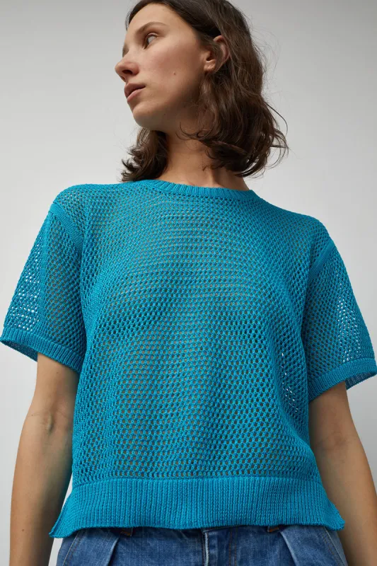 Sayaka Davis Mesh Knit Tee in Sky made by No. 6