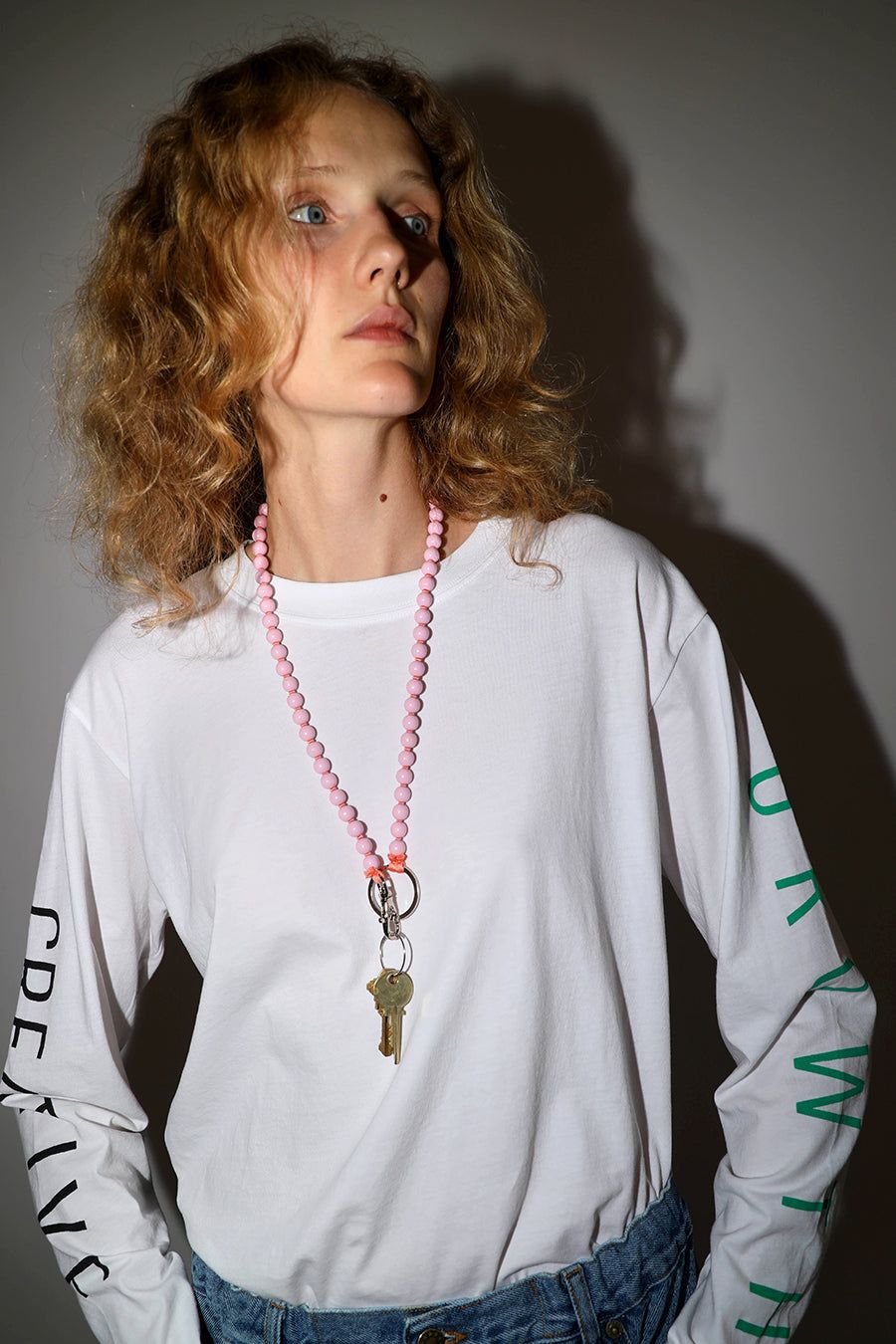 Ina Seifart Perlen Long Keyholder in Pastel Rose with Peach Thread sold by No. 6 product image thumbnail 3