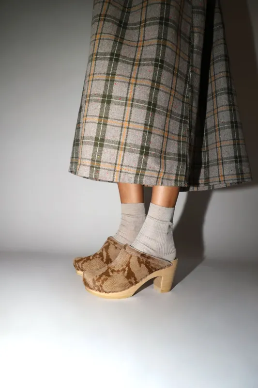 No.6 Old School Clog on High Heel in Snake Pony sold by No. 6