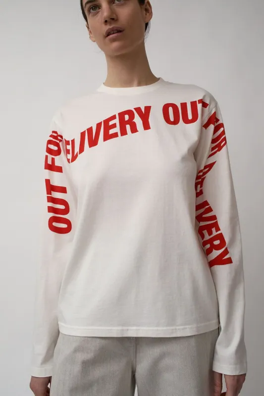 Henrik Vibskov Out for Delivery LS Tee in Ecru sold by No. 6