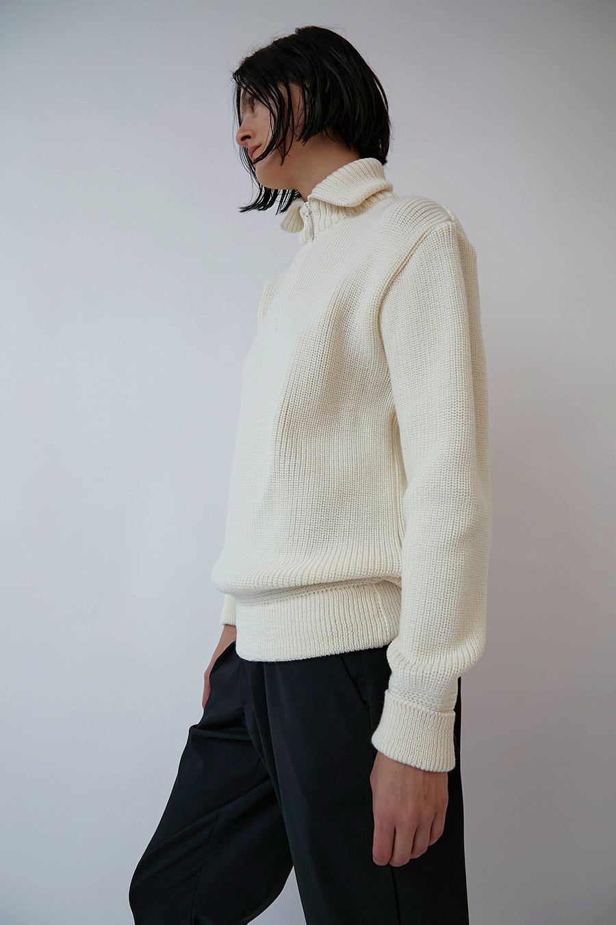 Oftt Zip Up Heavy Knit Jumper in Off-White sold by No. 6 product image thumbnail 4