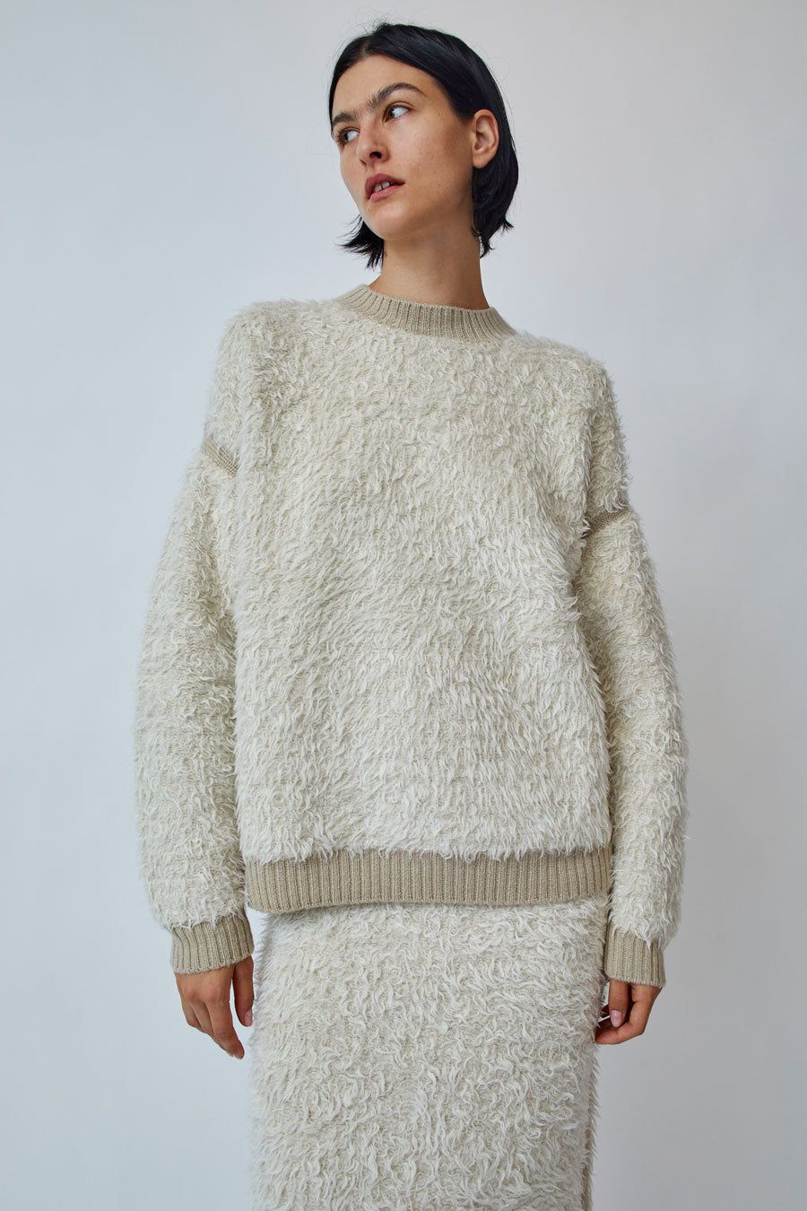Lauren Manoogian Sherpa Crewneck in Raw White and Antique sold by No. 6