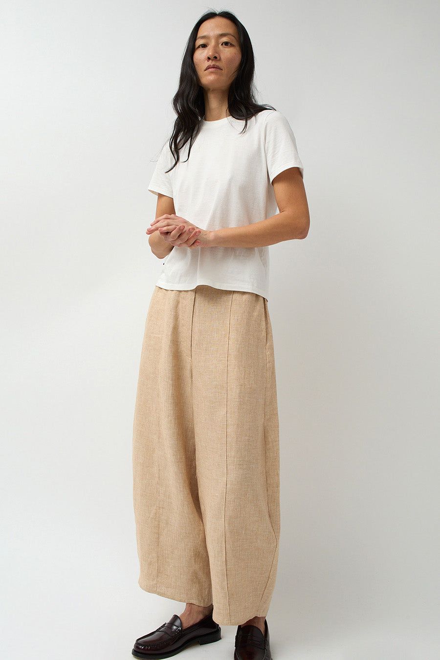 CORDERA Linen Curved Pants in Melange sold by No. 6