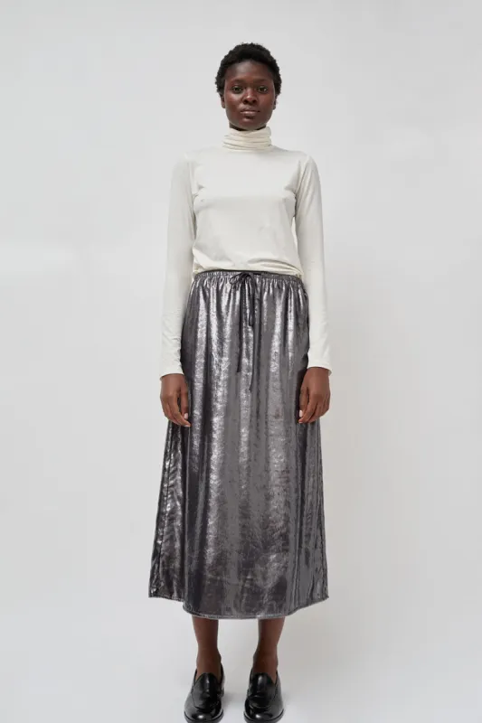 No.6 Inez Skirt in Silver Pony Hair sold by No. 6