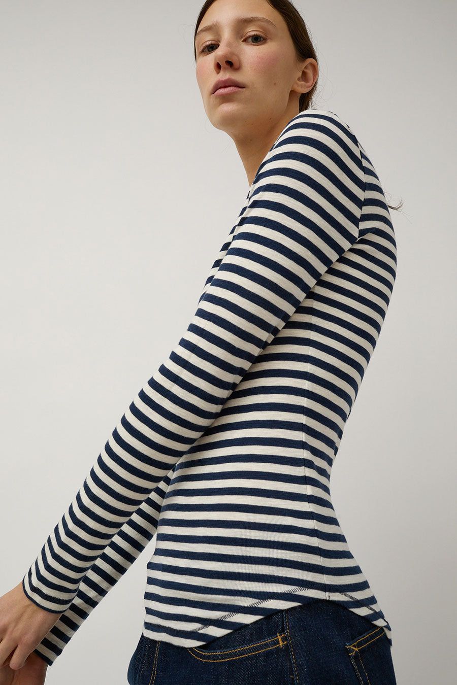 YMC Charlotte Long Sleeve Top in Navy and White sold by No. 6 product image thumbnail 4