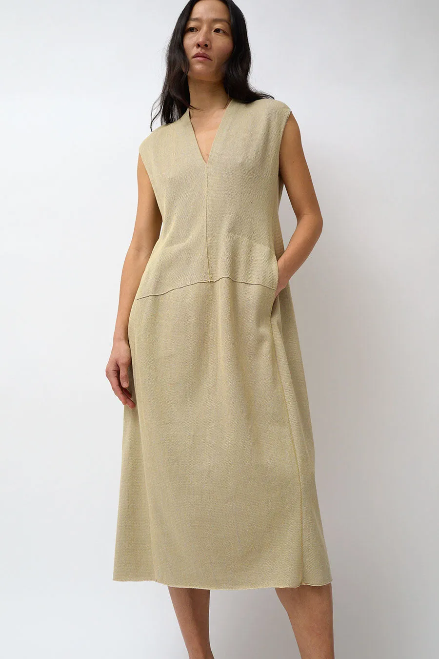 Boboutic Re_Read V Neck Dress in Sulfur sold by No. 6