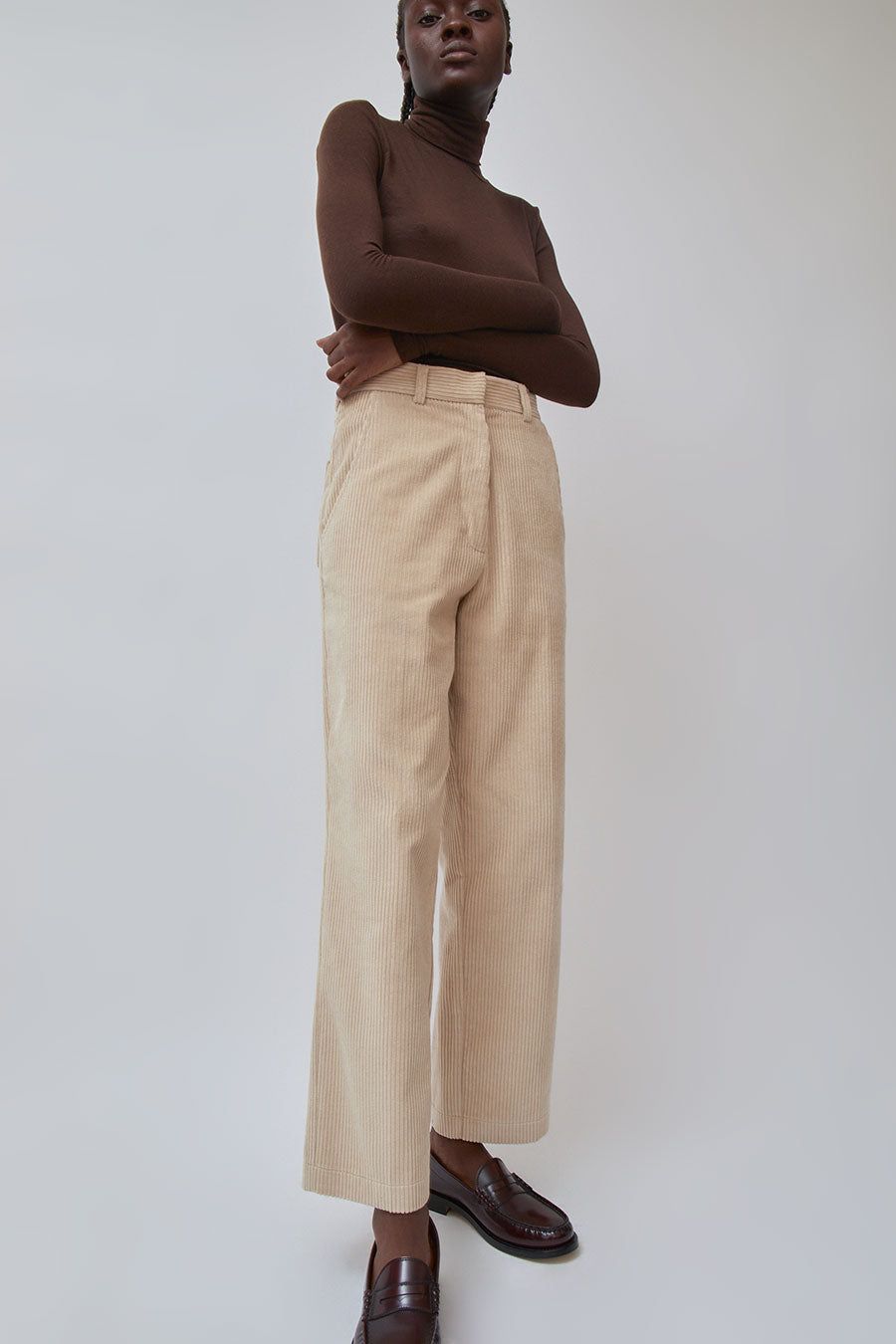 Mijeong Park Corduroy Straight Leg Pants in Light Beige sold by No. 6