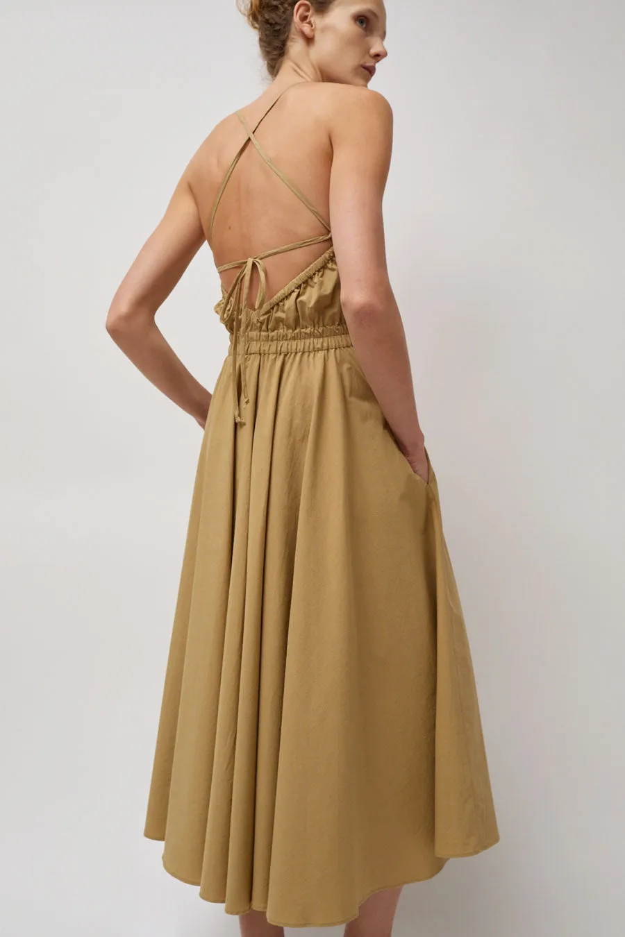 Modern Weaving Cross Back Tie Dress in Khaki sold by No. 6 product image thumbnail 4