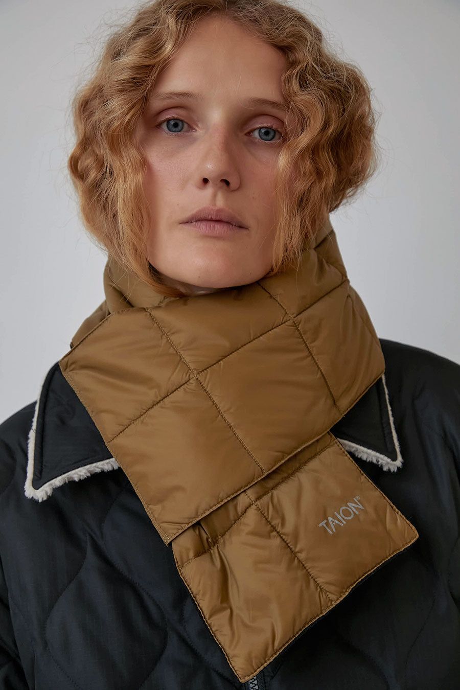 TAION Basic Down Scarf in Beige sold by No. 6 product image thumbnail 2