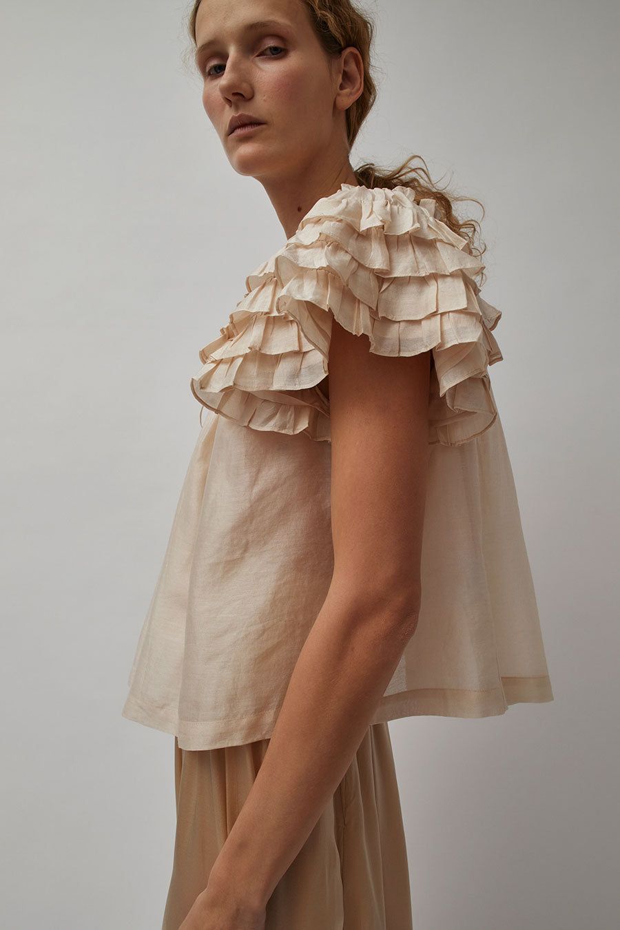 Anaak Sophie Short-Sleeve Ruffle Blouse in Creme sold by No. 6 product image thumbnail 2