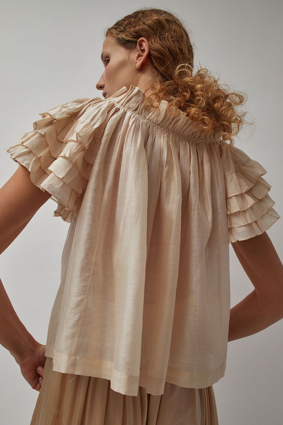 Anaak Sophie Short-Sleeve Ruffle Blouse in Creme sold by No. 6 product image thumbnail 4