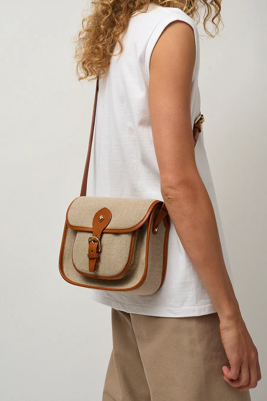 Herbert Frere Soeur Le Flavin Lin Bag in Camel and Beige sold by No. 6
