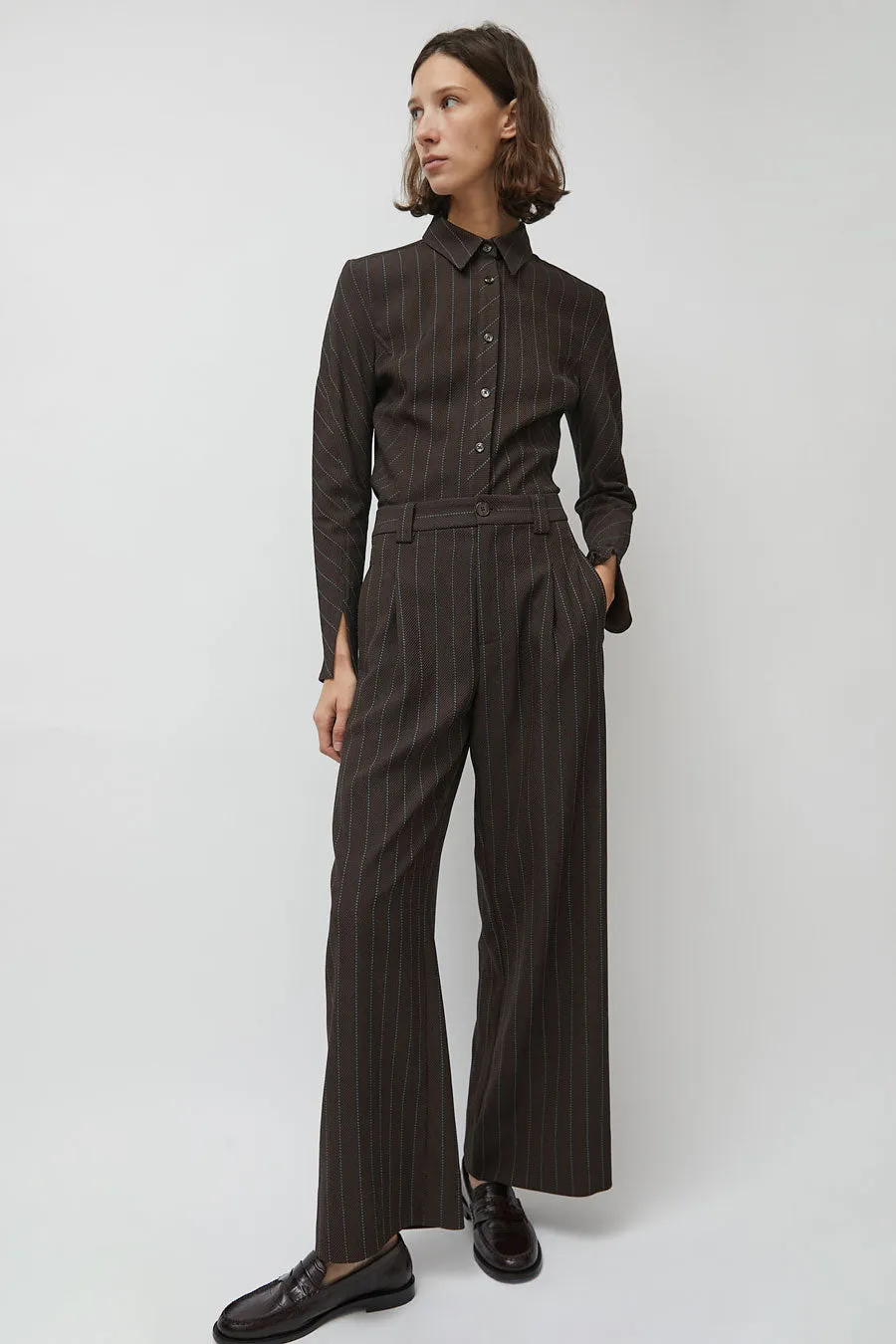 No.6 Kent Pant in Brown Stripe sold by No. 6