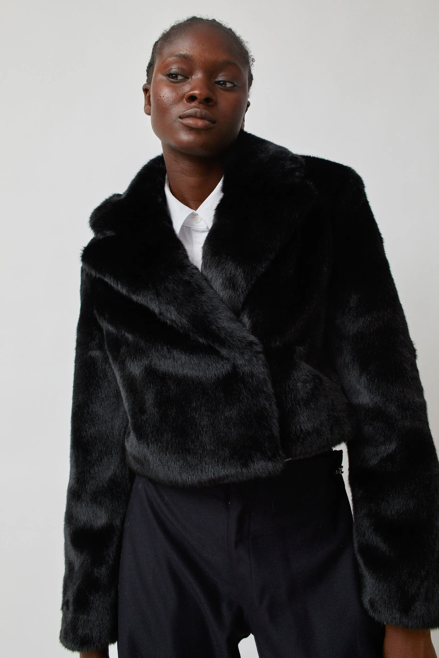 Blossom Morse Fur Jacket in Black sold by No. 6
