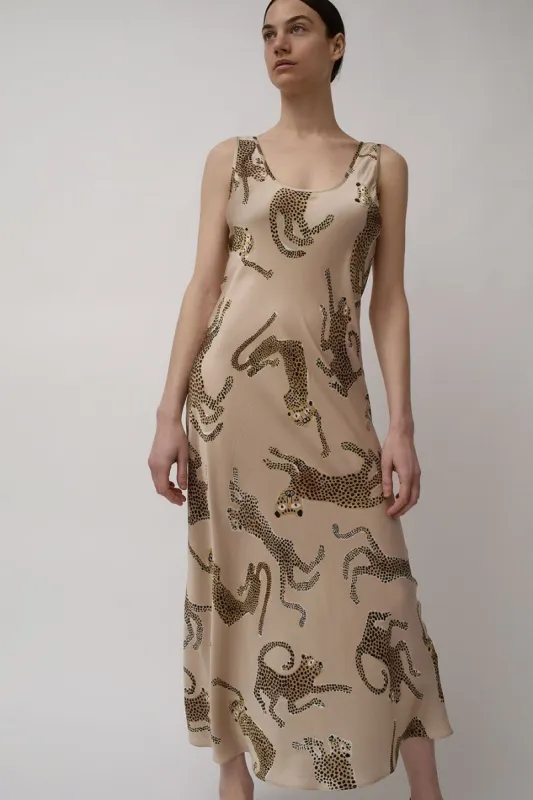 Silk Laundry Scoop Neck Dress in Jaguars Hazelnut made by No. 6