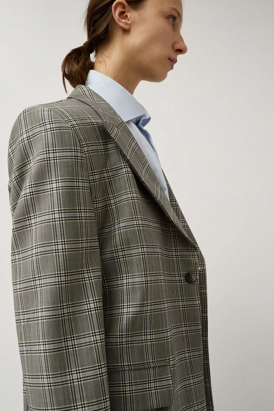 Highlight Studio Breasted Boxy Check Blazer in Gray sold by No. 6 product image thumbnail 3