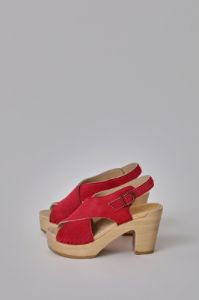 No.6 Crossover Clog on Platform in Watermelon Pony sold by No. 6