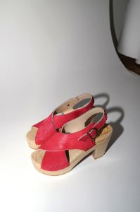 No.6 Crossover Clog on Platform in Watermelon Pony sold by No. 6
