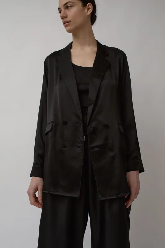 Silk Laundry Relaxed Blazer in Black sold by No. 6