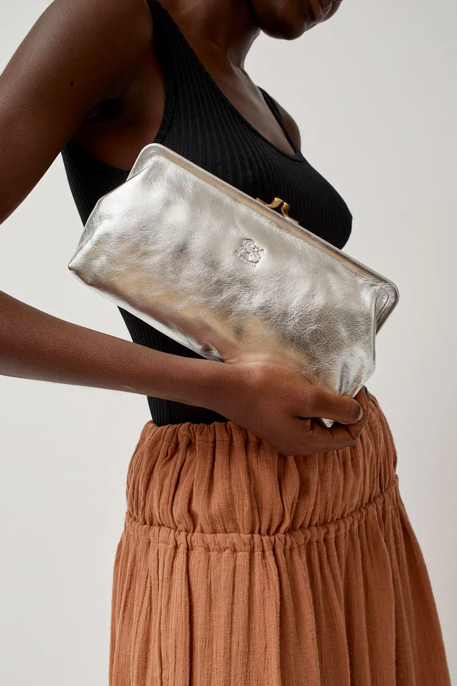 Il Bisonte Classic Clutch in Silver sold by No. 6