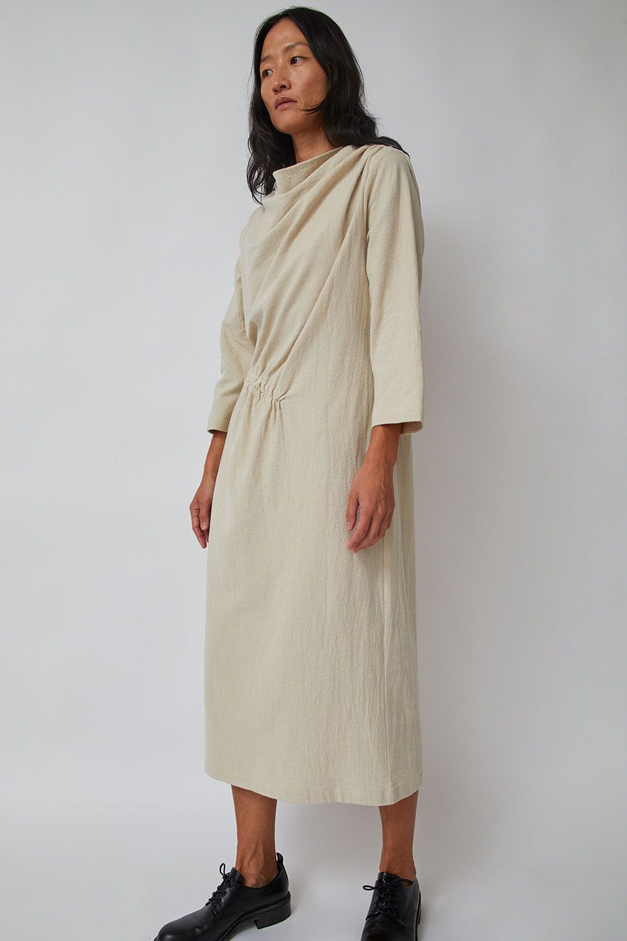 Black Crane Ruched Dress in Ivory sold by No. 6 product image thumbnail 3