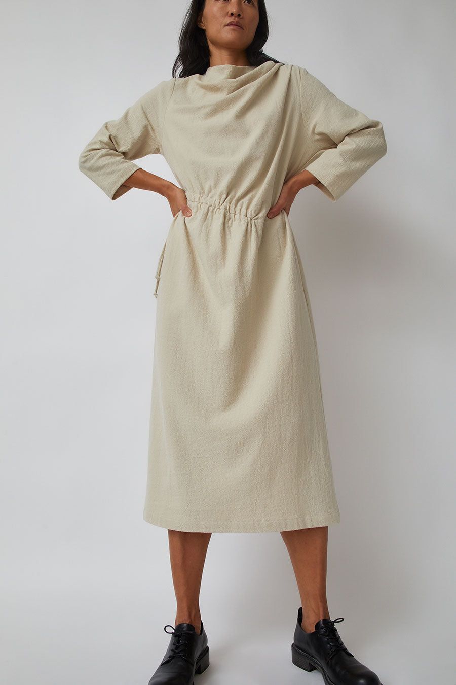 Black Crane Ruched Dress in Ivory sold by No. 6 product image thumbnail 2