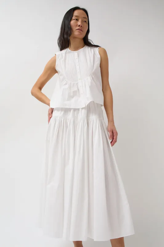 Anaak Bayeux Yoke Midi Skirt in Chalk sold by No. 6