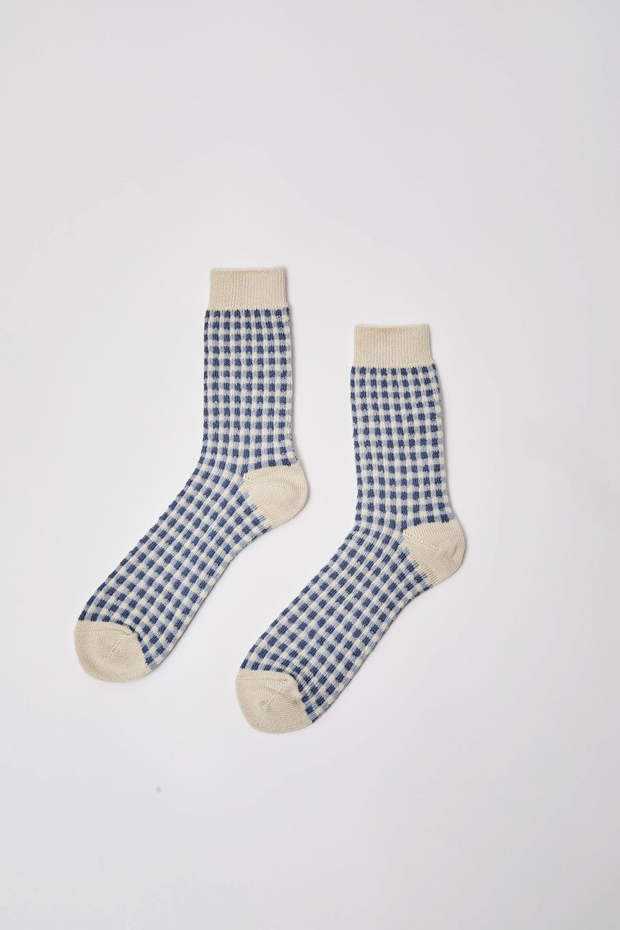 Rototo Gingham Check Socks in Light Blue sold by No. 6 product image thumbnail 3