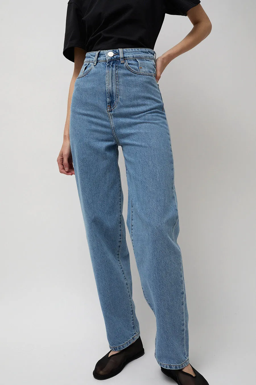 Les Coyotes de Paris Carrot Leg Trousers in Classic Denim Blue sold by No. 6 product image thumbnail 2