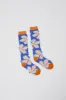 Henrik Vibskov Fuzzy Flower Femme Socks in Fuzzy Blue Orange sold by No. 6