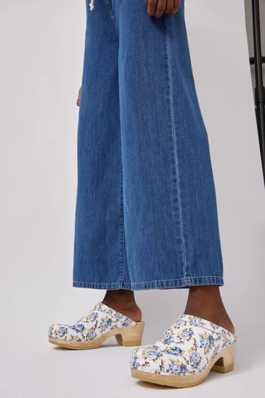 No.6 Old School Clog on Mid Heel in Blue Rose Patent sold by No. 6