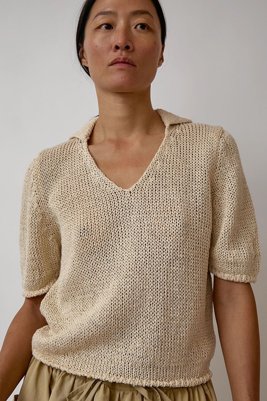 Nothing Written Paper Polo Pullover in Ivory sold by No. 6