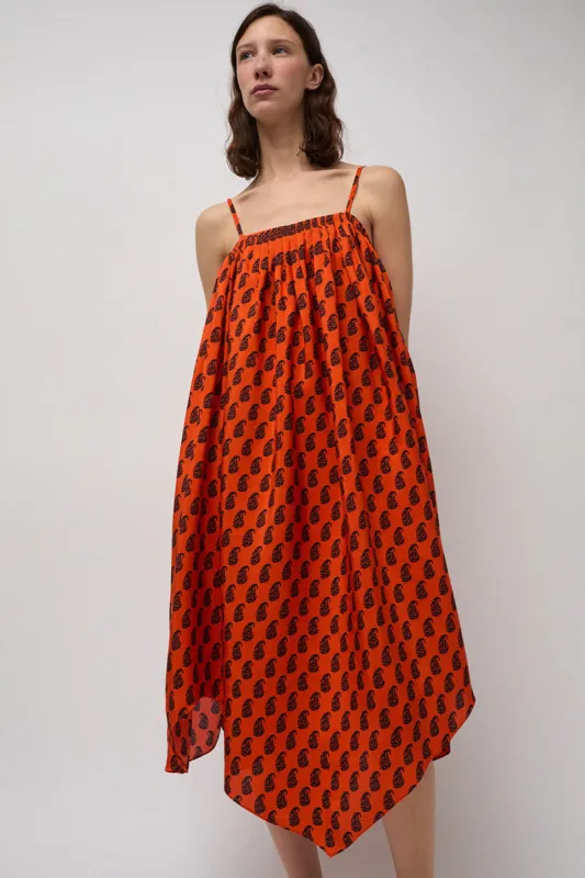 Anaak Etretat Print Handkerchief Dress in Vermillion Paisley sold by No. 6