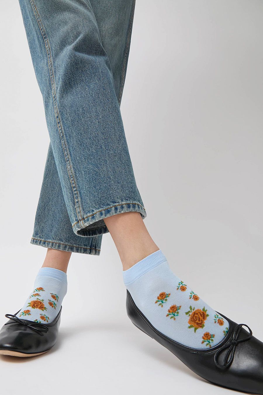 Maria La Rosa Rose Sneaker Socks in Acciaio and Rust Rose sold by No. 6