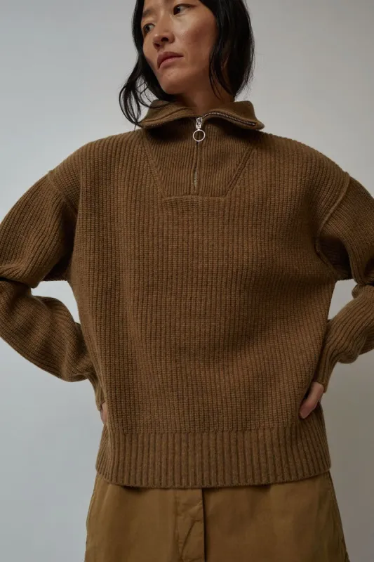 Girls of Dust Fly Deck Sweater in Camel made by No. 6