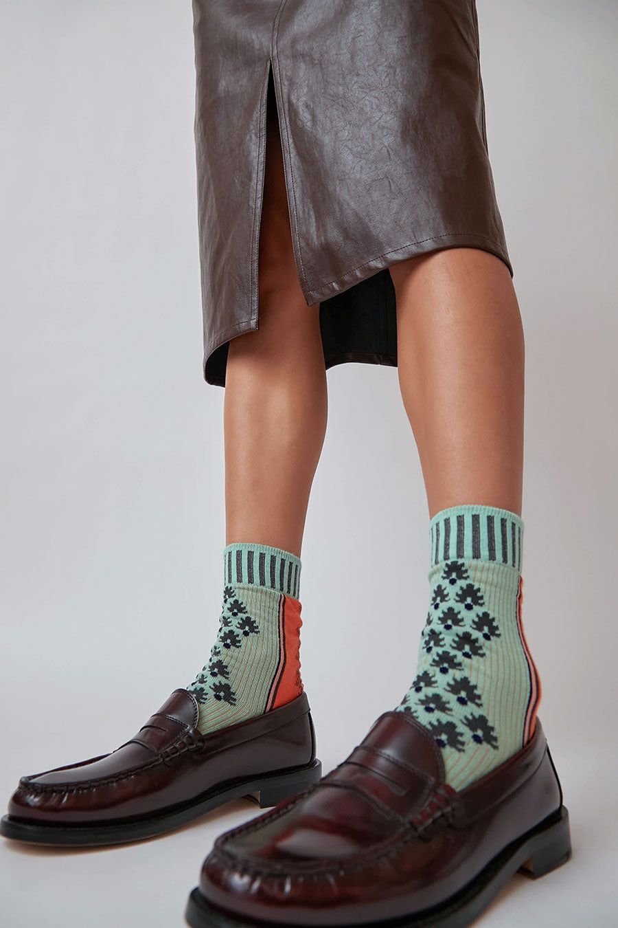 Exquisite J Graphic Socks in Mint sold by No. 6